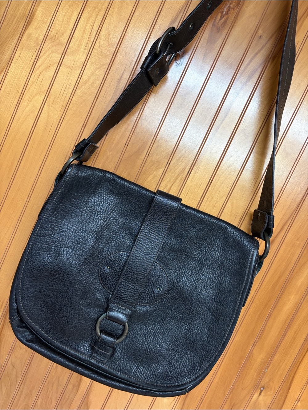 Vintage Fossil Black Pebbled Leather Messenger Bag Crossbody - Fall 2006 ⚠️As-Is